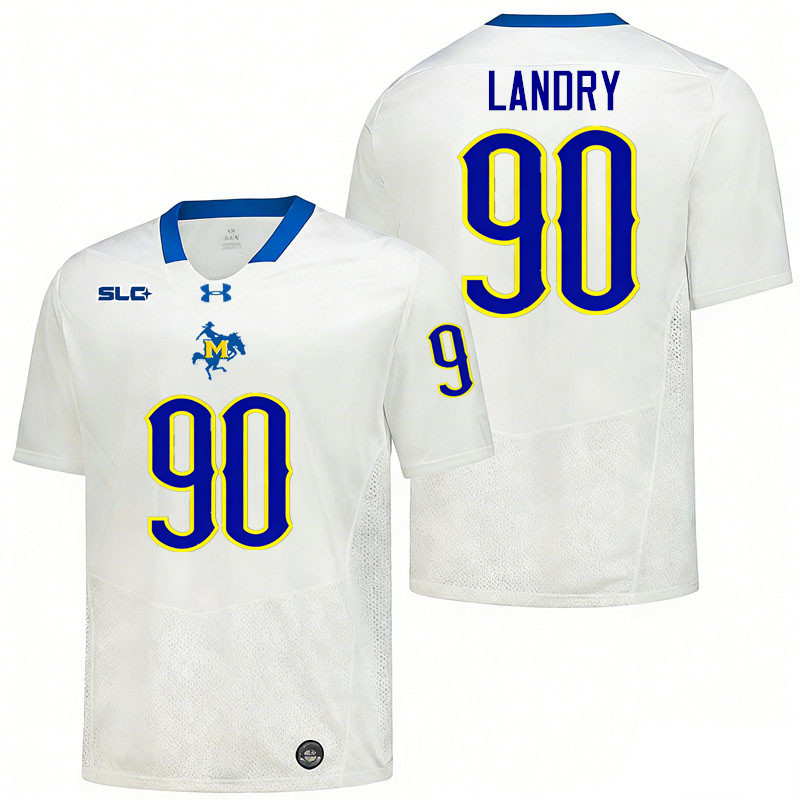McNeese Cowboys #90 Keenan Landry College Football Jerseys,Uniforms-White